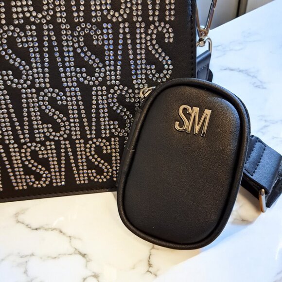 Steve Madden Bevelynn Rhinestone LOGO Silver Satchel NWT - Picture 4 of 15